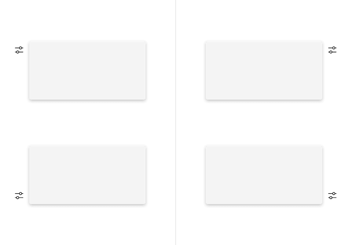 No tip popover left and right directions with top and bottom alignments.